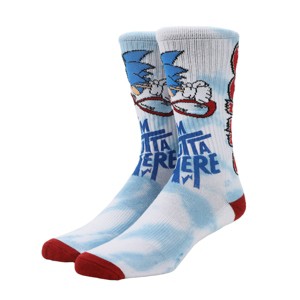 Sonic The Hedgehog I'm Outta Here Adult Tie-Dye Athletic Crew Socks - 1 of 4