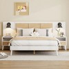 NicBex Queen Platform Bed Frame with Rattan Headboard,Wood Platform Bed with 2 Nightstands and Built-in Lamps,Noise-Free,Easy Assembly - 2 of 4