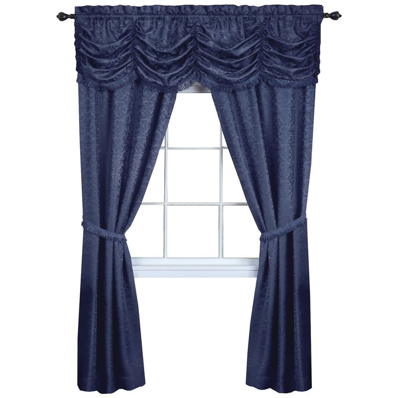 Kate Aurora Jacquard Damask Curtains With An Attached Austrian Valance & Tiebacks, 2 of 4