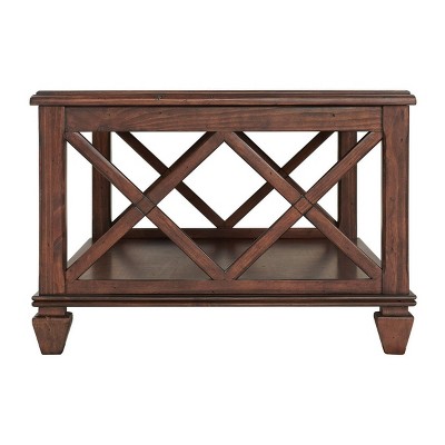 45" Cherry Pine Wood Coffee Table with Lower Shelf