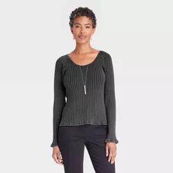 Women's Slim Fit Long Sleeve Ribbed T-Shirt - Knox Rose™