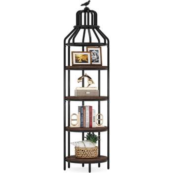 Tribesigns 4-Tier Birdcage-Shaped Bookshelf, Freestanding Book Display Rack