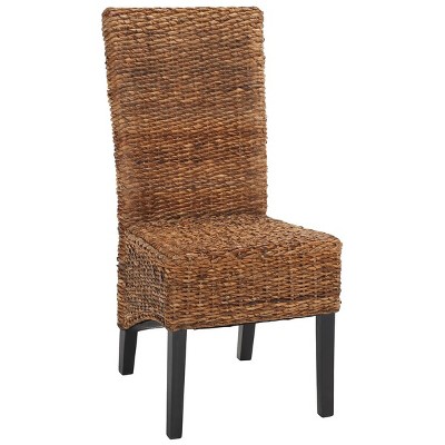 Natural Woven Rattan and Wood Side Chair Set