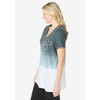 Woman Within Plus Size Short-Sleeve V-Neck Embroidered Dip Dye Tunic - 4 of 4