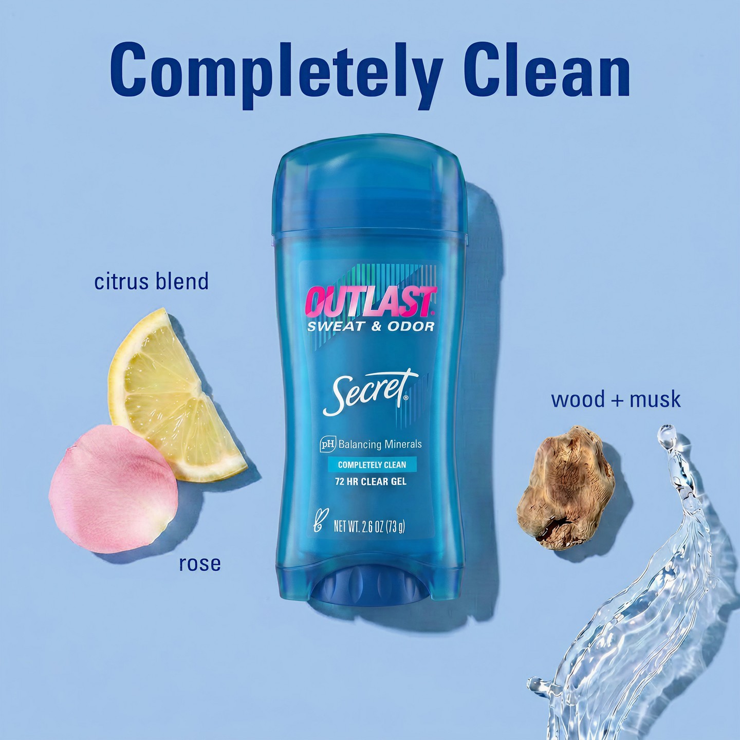Гелевый антиперспирант Secret Outlast Clear Gel, Completely Clean, 2 шт. по 2.6 oz — фото 4