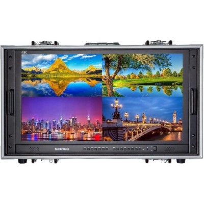 SEETEC 28inch 4K Ultra HD Resolution Portable Broadcast Director Monitor Quad LCD Monitor with 4 HDMI inputs for CCTV Monitoring and Movie Production