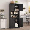 67" Farmhouse  Cabinet, Freestanding Kitchen Pantry with Glass Doors & Adjustable Shelves, Tall Storage Cupboard for Living Room/Dining Room - 3 of 4