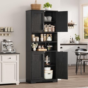 Multifunctional 67" Storage Cabinet with 4 Doors & Adjustable Shelves for Kitchen, Pantry, Living Room - 1 of 4