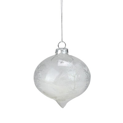 Kurt S. Adler 4” Feather Filled Onion Glass Christmas Ornament - White
