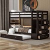 NicBex Full Over Full/Twin Over Twin Bunk Bed with Trundle and Staircase Loft Bed with Guardrails and Storage Drawers for Bedroom,White/Black/Gray - 2 of 4
