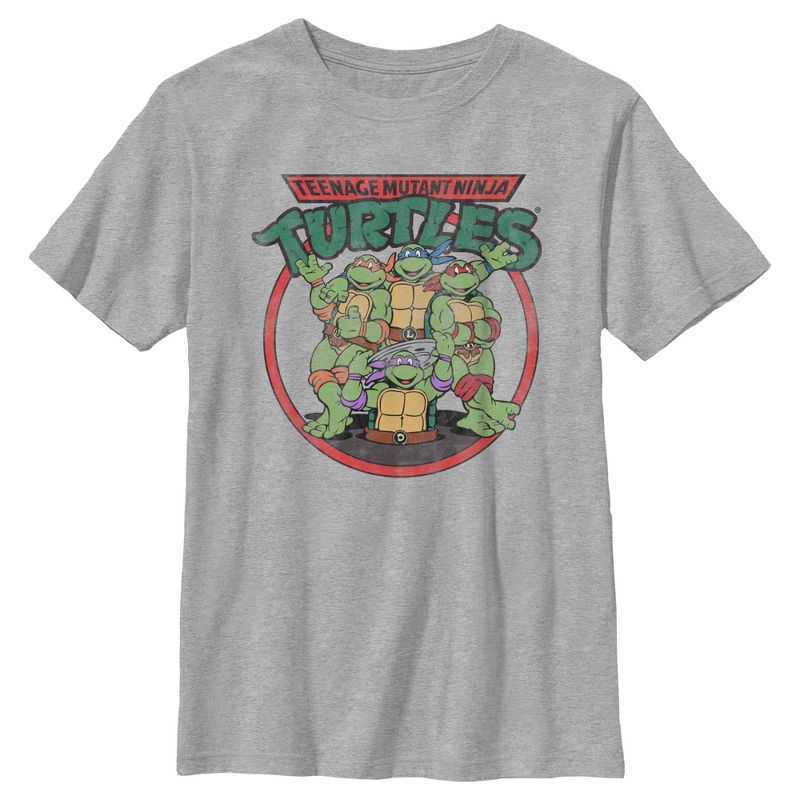 Boy's Teenage Mutant Ninja Turtles Distressed Ninjas Circle T-Shirt, 1 of 6
