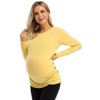 Coolmee Maternity Shirt Long Sleeve Basic Top Ruch Sides Bodycon Tshirt for Pregnant Women with Button - 2 of 4