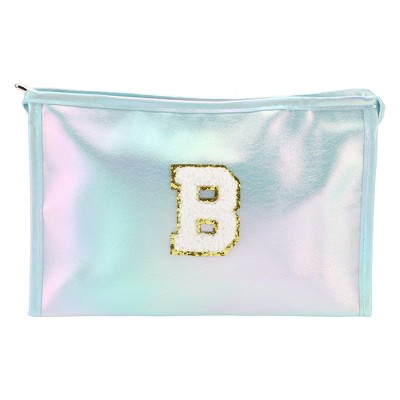 Unique Bargains Women's Letter B Makeup Bag Blue 1 Pc