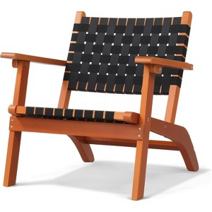 VINGLI Outdoor Armchair, All-Weather Wooden Patio Chair with Waterproof PE Woven Fabric for Lawn and Poolside - 1 of 4