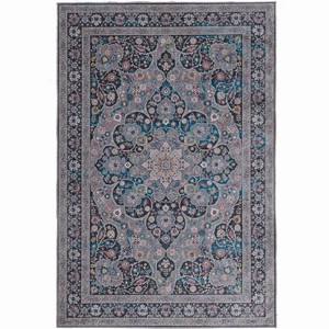 HomeStock Emerald Grenier Grey & Teal 3.3x5, Traditional, Woven with Digital Heat Transferred Printing - 1 of 4