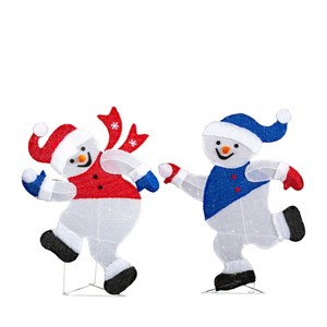 SEVOBAL Inflatable Decorations 2PCS Running Snowman Christmas Decorations 2D Holiday Decor for Xmas Outdoor Indoor Decor, White, 55.1"*10.6"*35.4" - 1 of 4