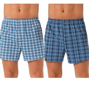 INSPIRE CHIC Men's 2 Pack Elastic Waistband Plaid Pattern Underwear Boxer Shorts - 1 of 4