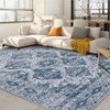 Area Rug Retro Boho Pattern Washable Ultra-Thin Non Slip Living Room Dining Bedroom & Office Dark Green - 3 of 4
