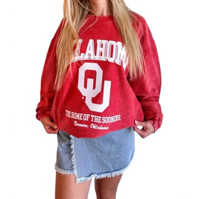 Women's OU Mascot Cord Sweatshirt - CHARLIE SOUTHERN
