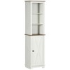 MOEPISY Slim Bathroom Storage Cabinet with Triple Open Shelves, Wooden Freestanding Linen Tower with Door and Shelf Adjustability - 2 of 4
