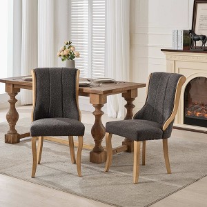 Sapphtopaz Velvet Dining Chairs Set of 2 Upholstered Kitchen Chair with Curved Wood Trim & Sculpted Legs Accent Chairs for Living Room, Kitchen - 1 of 4