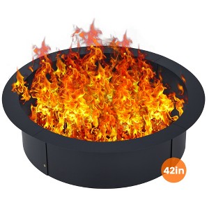 COZONY Outdoor Fire Pit Ring, Heavy Duty Wood Burning Firepit for Camping, Backyard & Bonfire, Round Metal Fire Pit with Tongs, Black - 1 of 4