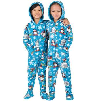Footed Pajamas - Family Matching - Winter Wonderland Hoodie Fleece Onesie For Boys, Girls, Men and Women | Unisex