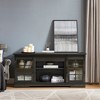 59" TV Stand for TVs up to 65", Sliding Glass Door Media Console with Adjustable Shelves, Large Storage Cabinet and TV Desk Rack for Living Room - 3 of 4