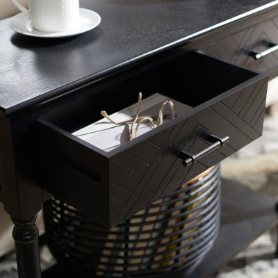 Peyton Black Wood and Metal Hallway Table with Storage
