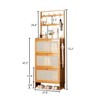 Kumasinova Bamboo Shoe Cabinet with Rattan Door,Freestanding Shoe Cabinet with Coat Hooks & 3 Flip Drawers,Shoe Organizer for Entryway,Hallway,Natural - 3 of 4