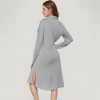 Anna-Kaci Lounge Women's Woven Stripe Long Sleeve Button Down Sleep Shirt with Lapel Collar and Curved Hem - 4 of 4