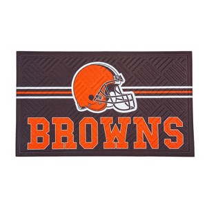 Evergreen NFL Cleveland Browns Embossed Mat Cross Hatch Indoor and Outdoor Doormat - 1 of 3