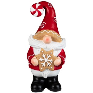 Northlight Gnome Holding Gingerbread Snowflake Cookie Christmas Decoration - 11.5" - Red - 1 of 4