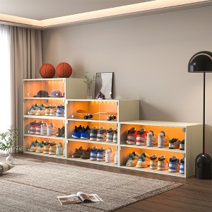 Shoe Storage Box with LED Light, Shoe Storage Cabinet with Sliding Glass Door, Modern Shoe Organizer, Shoe Display Case - 1 of 4