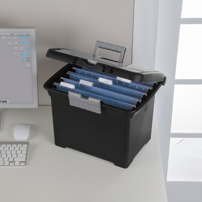 Sterilite Black Plastic Portable File Box with Clear Lid