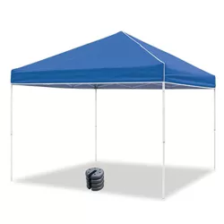 Z-Shade 10 x 10 Foot Everest Instant Outdoor Canopy Camping Patio Shelter, Blue & Durable Plastic Circular 5 Pound Canopy Tent Leg Weights, Set of 4