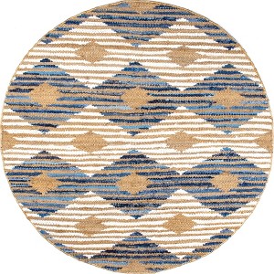 Nuloom Hand Braided Marla Denim And Jute Diamonds Indoor Area Rug - 1 of 4