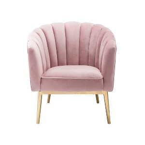 31" Colla Accent Chair Blush Pink Velvet/Gold Finish - Acme Furniture: Tufted, Leather Upholstery, Wood Frame - 1 of 4