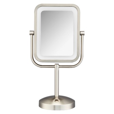 Brushed Nickel LED Lighted Magnifying Vanity Mirror