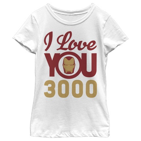 Girl's Marvel Iron Man Love 3000 T-shirt - White - Small : Target