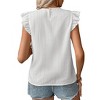 Womens Round Neck Lace Trim Short Sleeve Casual Blouse Tops - 3 of 4