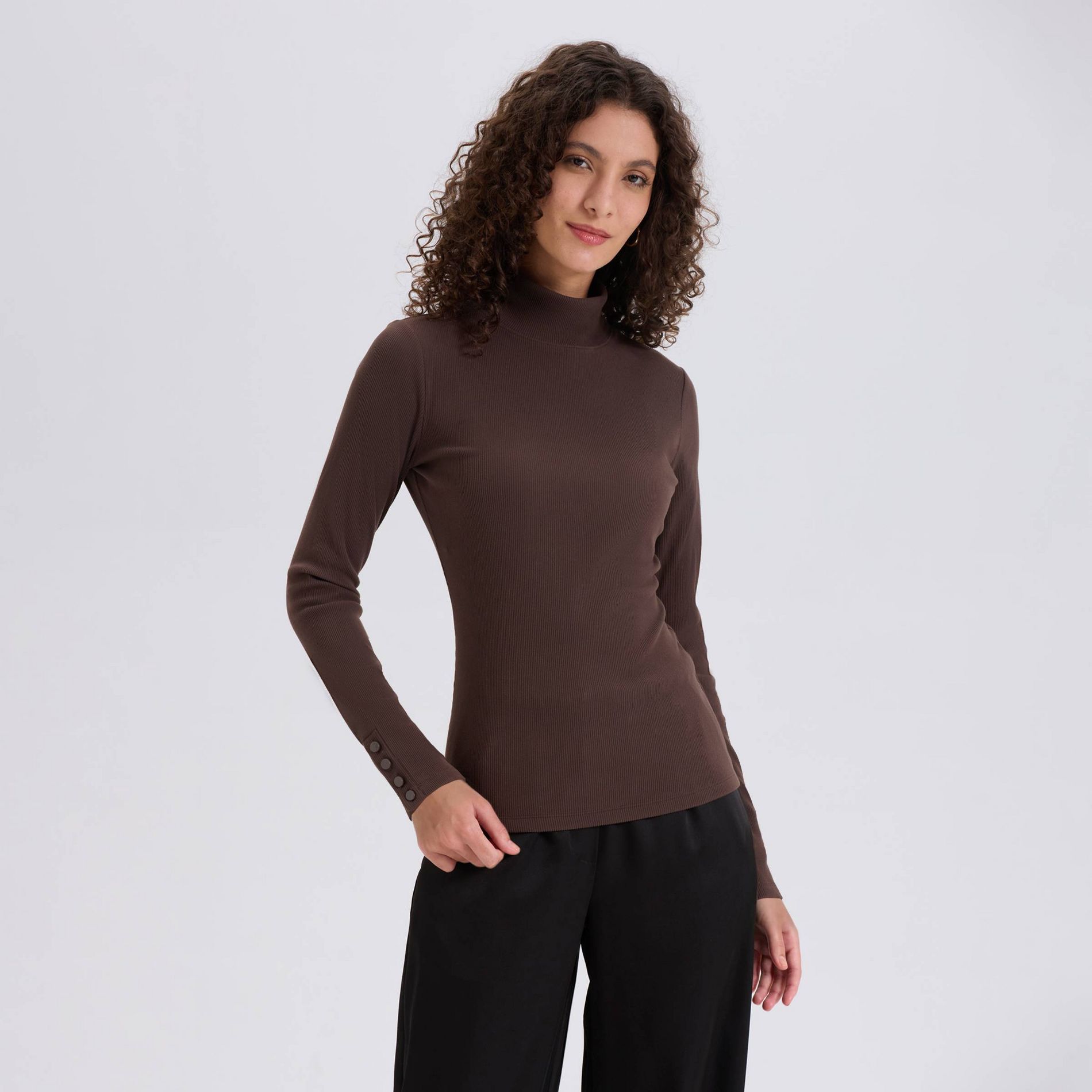 Women's Long Sleeve Mock Neck Rib-Knit Top - A New Day™