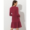 Allegra K Women's Knitted Crewneck Long Sleeves Fit and Flare Sweater Dress - 4 of 4