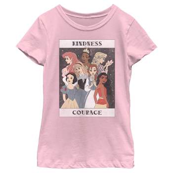 Girl's Disney Princesses Kindness and Courage Poster T-Shirt