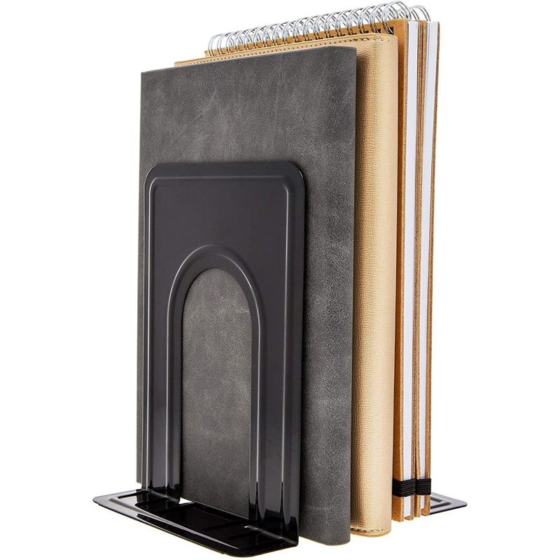 Juvale 6-Pair Black Metal Non-Skid Book Stoppers Book Ends Holder Bookends, 5 x 6.75 x 5.75 in, 2 of 5