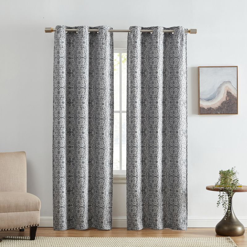 Berber Ikat Print Blackout Window Curtain Panel, Set of 2 - Elrene Home Fashions, 1 of 5