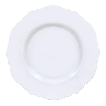 Smarty Had A Party 10.25" Solid White Round Blossom Disposable Plastic Dinner Plates (120 Plates)