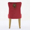 Gulches Mid-Century Modern Dining Chairs Set of 2, Wine Red Velvet Upholstered Chairs with Lion Head Pull Ring, Golden Wooden Legs & Nailhead Trim - 4 of 4