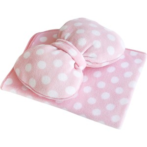 Slickblue Polka Dot Pink Bow Fleece Throw Blanket Pillow - 29.5" x 35.4", Soft, Travel Blanket, Machine Washable, Cozy - 1 of 4