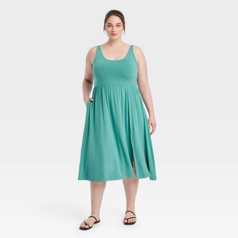 Versatile Olive Green Striped Tank Dress - Easy Midi Dresses – Shop the Mint